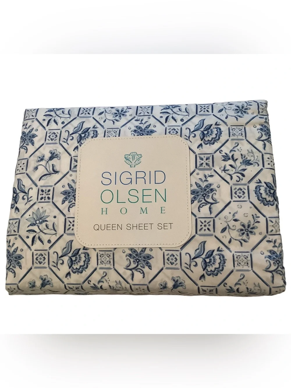 Sigrid Olsen Portugal Tile 4 Piece Queen Sheet Set New